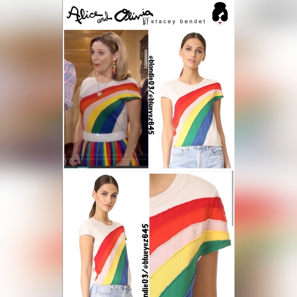 Alice + Olivia "Ester" rainbow knitsweater  SZ large